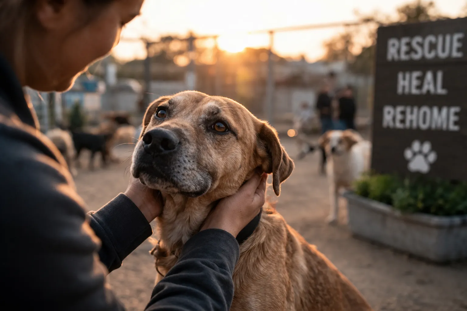 Rescued dog looking hopeful